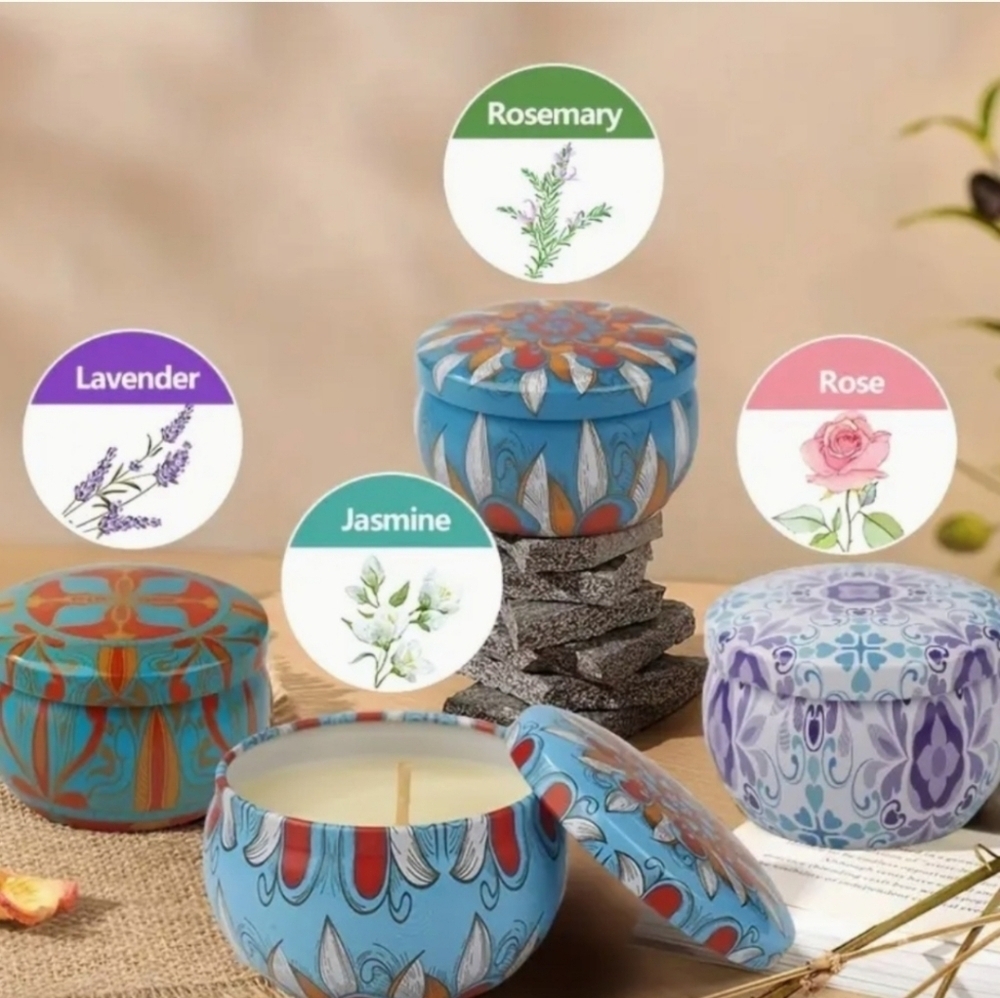 New In Box 4 Pc Colorful Scented Candle Set - Picture 7 of 7